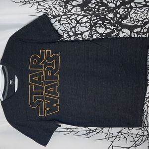 Star Wars Logo Charcoal Grey and Gold Short Sleeve T-shirt